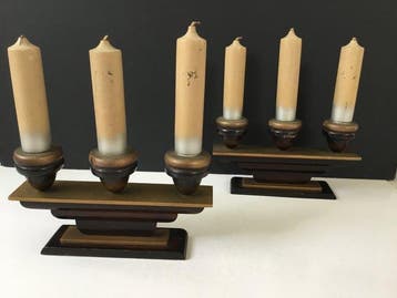Artilux Deposé - Kandelaar - Hout - Set vintage Schouwstuk