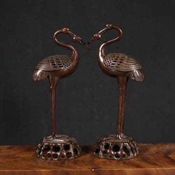 Crane-shaped incense burner - Wierookbrander (2) -, Antiek en Kunst