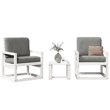 vidaXL 3-delige Loungeset massief grenenhout wit, Tuin en Terras, Tuinsets en Loungesets, Verzenden, Nieuw, Loungeset