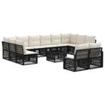 vidaXL Tuinbankenset 13 pcs Zwart poly rattan, Verzenden, Nieuw, 3 zitplaatsen