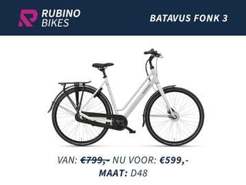 BATAVUS Fonk 3 | NIEUW | 2 JAAR GARANTIE | €200 KORTING, Ophalen, 47 tot 50 cm, Versnellingen, Batavus