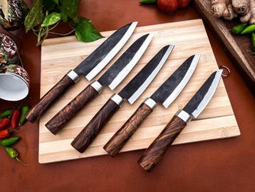 Keukenmes - Kitchen knife set - 726 - Staal, Hout,