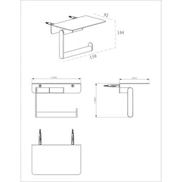 Wiesbaden Alonzo Toiletrolhouder met Planchet - Mat Zwart, Huis en Inrichting, Badkamer | Badtextiel en Accessoires, Ophalen of Verzenden