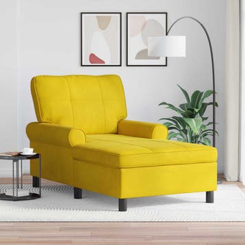 vidaXL Chaise Lounge met kussen Geel 91 x 157 x 91 cm, Verzenden, Nieuw