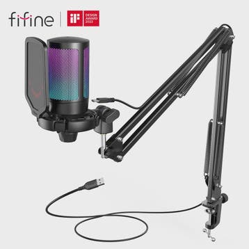 FIFINE A6T Gaming USB Microfoon Set met Arm Stand, RGB & Mut, Verzenden, Nieuw