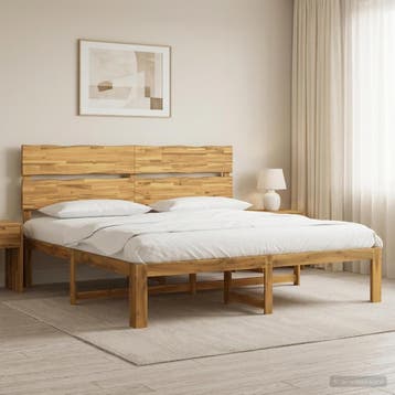 vidaXL Tweepersoonsbed met hoofdeinde ROSTOCK Wit 180 x 200, Huis en Inrichting, Verzenden, Wit, Hout, Nieuw