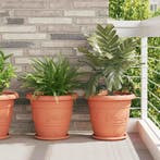 vidaXL Ronde Bloempot 6 pcs Baksteenrood Ø 39 x 32 cm, Kunststof, Verzenden, Minder dan 60 cm, Nieuw