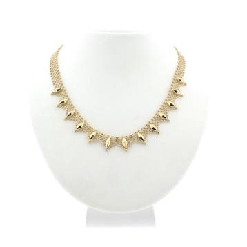 Gouden galeriedraad schakelcollier (Ketting), Ophalen of Verzenden, Gebruikt, Goud, Goud