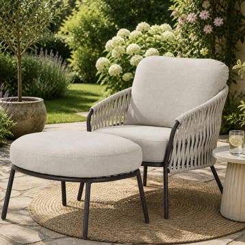 Sarenza lounge balkonset 4 delig zand rope terre frame, Tuin en Terras, Tuinsets en Loungesets, Ophalen of Verzenden, Nieuw