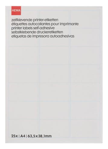 HEMA Printer-etiketten A4 - 25 vel, Verzenden, Nieuw