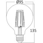 LED Lamp E27 Globe Filament - Brinton - Amber 6W 540lm - 822, Led-lamp, Soft of Flame, Nieuw, E27 (groot)
