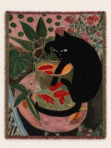 Black Cat - Goldfish Woven Wall Tapestry, Verzenden, Nieuw, 150 tot 200 cm, 100 tot 150 cm