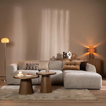 50% Korting: Hoekbank Maine gemêleerde stof taupe rechts, Huis en Inrichting, Ophalen, Zo goed als nieuw, Stof, Scandinavisch, Vintage, Modern