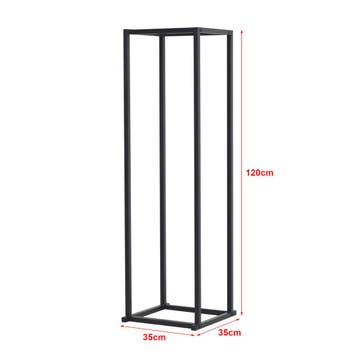 [en.casa] Brandhout rek Tibro houtopslag 35x35x120 cm zwart, Verzenden
