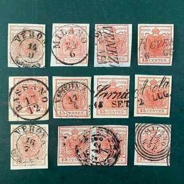 Italiaanse oude staten - Lombardije Venetië 1850 - 15 cent, Gestempeld