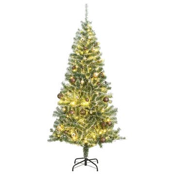 vidaXL Kunstkerstboom met 300 LEDs kerstballen en sneeuw, Diversen, Kerst, Verzenden, Nieuw
