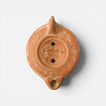 Oud-Romeins Terracotta-olielamp 12,50 cm.