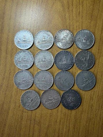 Italië, Republiek 500 Lire Anni vari Caravelle (15 monete)