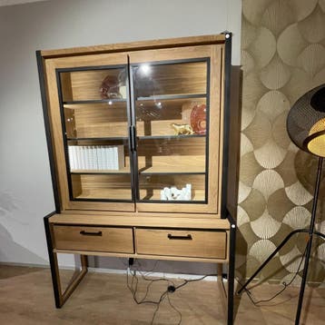 Metalo Buffetkast 2 Glasdeuren + 2 Laden - Henders en Hazel, Huis en Inrichting, Ophalen of Verzenden, Nieuw, 100 tot 150 cm, Modern