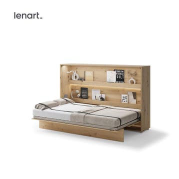 Lenart Bed Concept Horizontaal Opklapbed 120x200 - Eikenkleu, Huis en Inrichting, Slaapkamer | Bedden, Nieuw