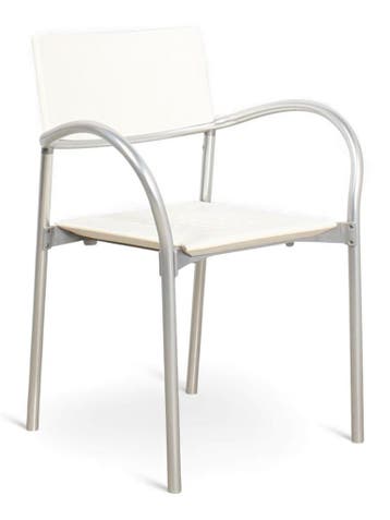 Segis Breeze kantinestoel, 4-poots, wit-aluminium, Ophalen of Verzenden, Gebruikt, Wit