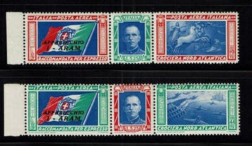 Koninkrijk Italië 1933 - Trittici Noord-Atlantische Cruise, Gestempeld
