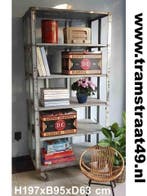 industriële kast op wielen - vintage opbergrek - plankenrek, Met plank(en), Nieuw, Metaal, 150 tot 200 cm