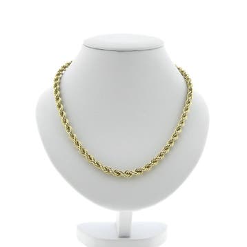 Gouden gedraaide schakelcollier (Ketting), Ophalen of Verzenden, Gebruikt, Goud, Goud