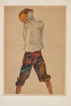 Egon Schiele (1890-1918), after - Boy in striped shirt
