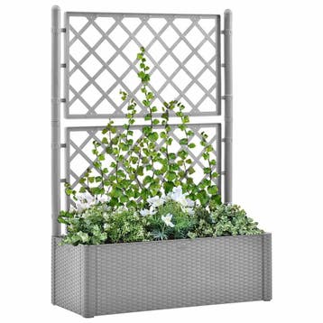 vidaXL Plantenbak verhoogd met latwerk en, Tuin en Terras, Bloembakken en Plantenbakken, Kunststof, 100 cm of meer, Verzenden