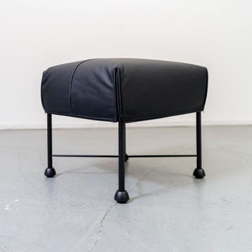 Montis Charly Hocker/Voetenbank Zwart Leer - Zwart/Dop, Huis en Inrichting, Ophalen, Nieuw, Leer, 50 tot 75 cm