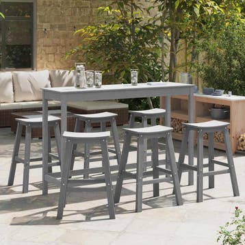vidaXL Tuin Bar Set 6 st Lichtgrijs HDPE, Verzenden, Nieuw, 6 zitplaatsen