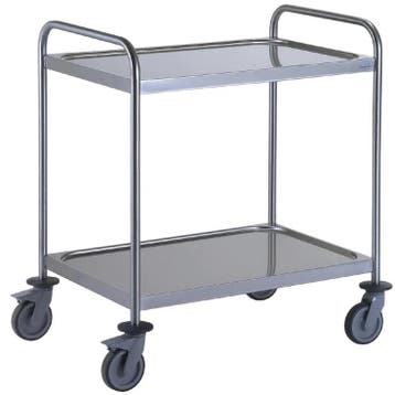 Serveerwagen | RVS | 2 Niveaus (800x530) | Wielen (Geremd) |, Zakelijke goederen, Verzenden, Nieuw in verpakking