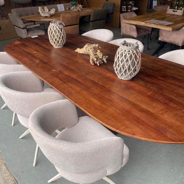 Deens ovale eettafel mangohout met kolompoot – 210/ 240/ 280, Huis en Inrichting, Tafels | Eettafels, 100 tot 150 cm, Ophalen of Verzenden