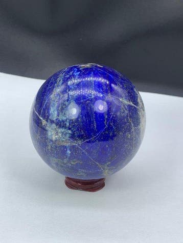Lapis Lazuli Deep Blue Bol met pyriet en calciet - Hoogte:, Verzamelen, Mineralen en Fossielen