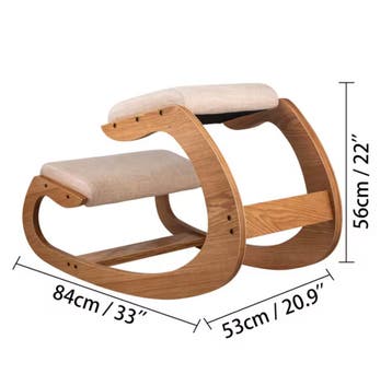 Ergonomische houten knielstoel schommelend met dikke kussens, Verzenden, Ergonomisch, Nieuw, Bureaustoel