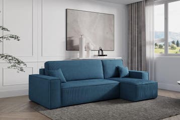 Slaapbank Ribstof Karlo Blauw | Universeel | €449,-, Huis en Inrichting, Slaapkamer | Slaapbanken, Verzenden, Overige maten, Overige maten