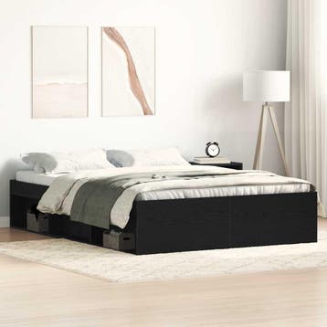 vidaXL Bedframe zonder matras 140x200 cm bewerkt hout zwart, Bruin, Verzenden, 140 cm, 200 cm