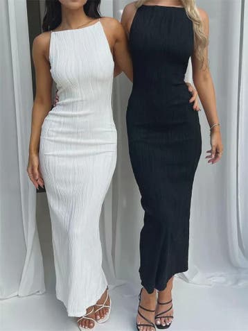 Elegante Maxi Jurk met Ruches en Split - Mouwloos Zomerjurkj, Verzenden, Nieuw