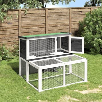 vidaXL Konijnenhok 102x90x84,5 cm massief grenenhout grijs, Verzenden, Nieuw