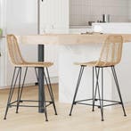 vidaXL Barkruk 2 pcs 44,5 x 54,5 x 97,5 cm Riet en IJzer, Huis en Inrichting, Barkrukken, Verzenden, Nieuw