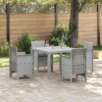 vidaXL Tuin Eetset 5 st Lichtgrijs Polypropyleen, Verzenden, Nieuw, 5 zitplaatsen