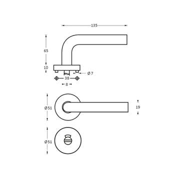 Intersteel Deurkruk Halfrond Hoek 90° op rozet geveerd met, Verzenden, Nieuw