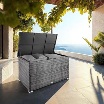 Kussenbox Oslo met aluminium frame 145x82,5x79,5cm - grijs, Verzenden, Nieuw