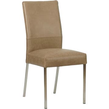 Leren eetkamerstoel Real - Vintage Taupe (taupe/bruin) -, Bruin, Nieuw, Ophalen of Verzenden, Eén