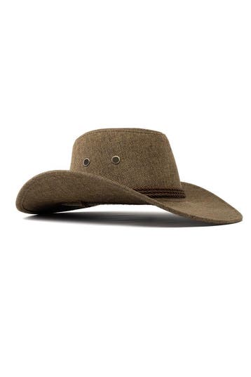 KIMU® Cowboyhoed Donkerbruin Flax Lichtgewicht Donkerbruine, Ophalen of Verzenden, Nieuw, Overige maten, Carnaval