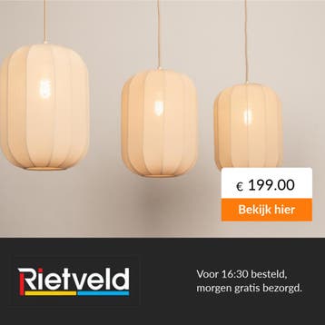 Rietveld-Hanglampen-Beige, Zand-Stof, Metaal, Verzenden, Nieuw