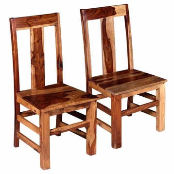 vidaXL Eetkamerstoelen 2 st massief acaciahout, Verzenden, Nieuw, Bruin