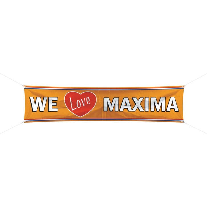 We love Maxima spandoek  180x40 cm - Oranje straatversiering, Hobby en Vrije tijd, Feestartikelen, Ophalen of Verzenden
