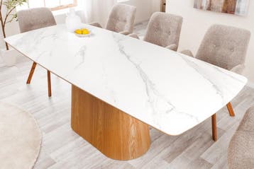Design Eettafel UNIEK 200cm Wit Eiken Keramiek Marmeren, Ophalen of Verzenden, Nieuw